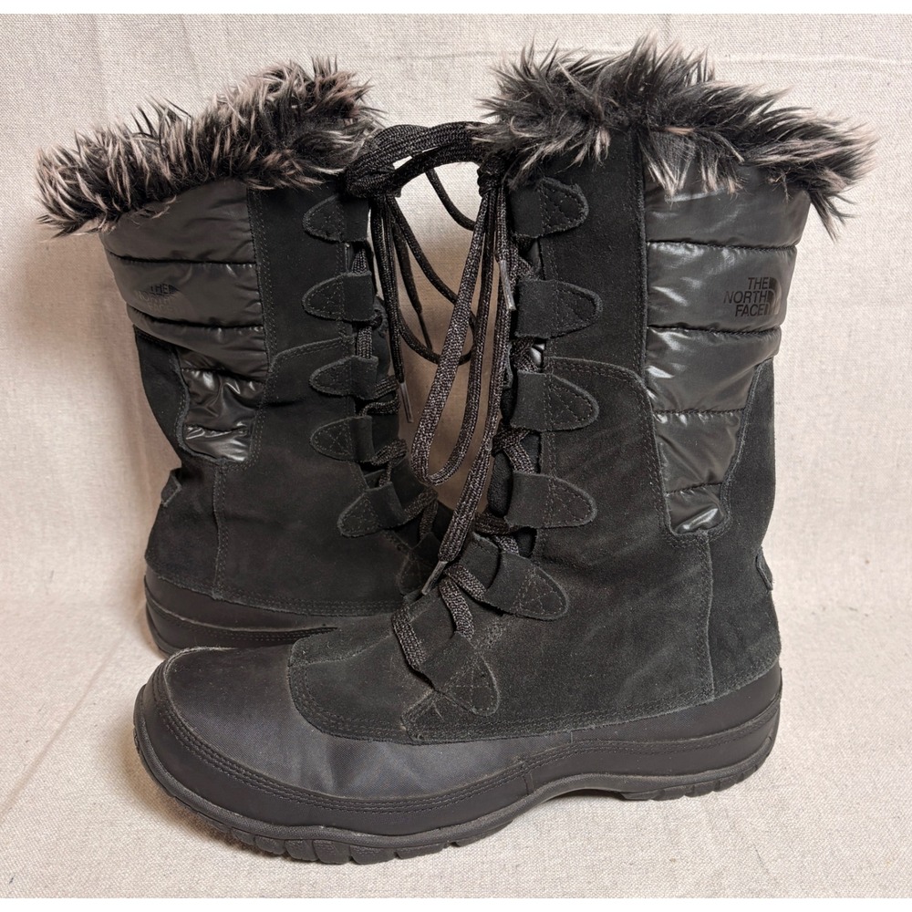 The North Face‎ Nuptse Purna Waterproof Winter Boots Black Fux Fur 9.5